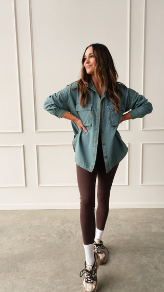 Washed denim oversized button up shirt relaxed fit