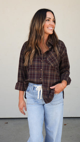 Maroon Plaid Flannel Shirt