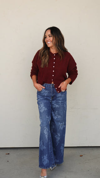 Wine Red Cardigan
