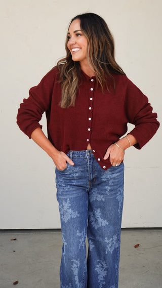 Wine Red Cardigan