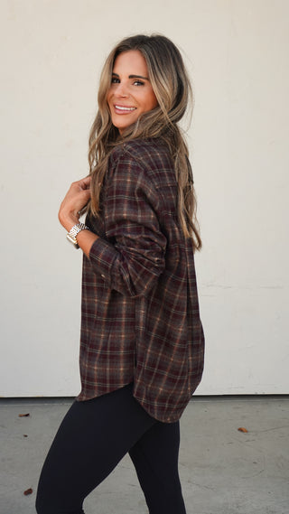 Maroon Plaid Flannel Shirt