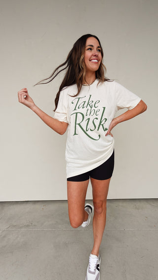 "Take The Risk" Ivory Graphic Tee