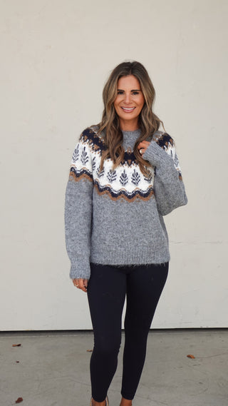 Gray Fairisle Patterned Sweater