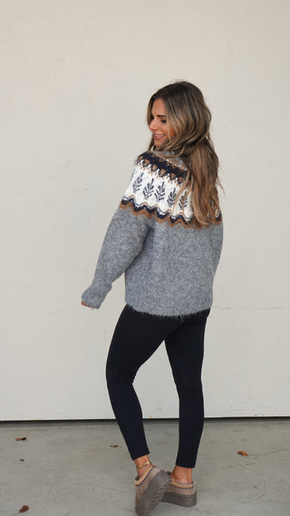 Gray Fairisle Patterned Sweater