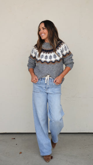 Gray Fairisle Patterned Sweater