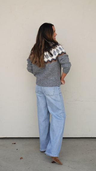 Gray Fairisle Patterned Sweater