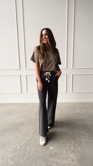 Olive short sleeve linen tee lightweight everyday top