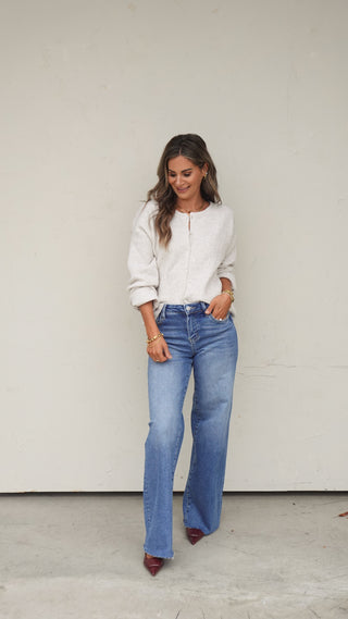 Medium Wash Wide-Leg Denim