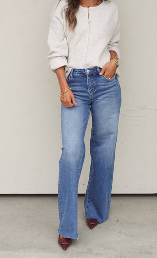 Medium Wash Wide-Leg Denim