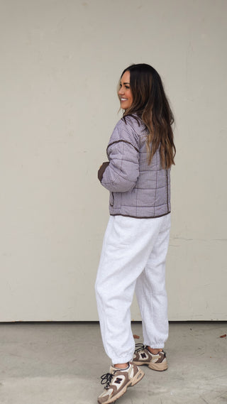 Brown Gingham Quilted Jacket