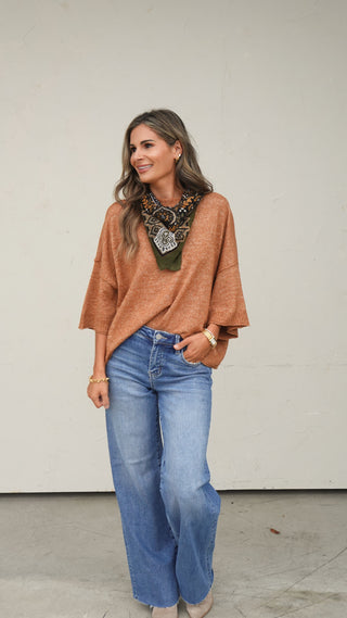 Rust Short-Sleeve Sweater
