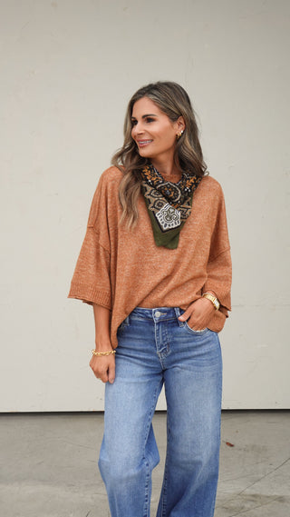 Rust Short-Sleeve Sweater
