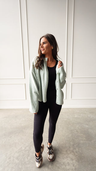 Mint green cardigan lightweight button front sweater