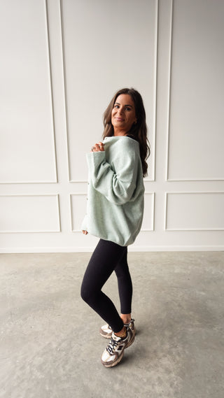 Mint green cardigan lightweight button front sweater