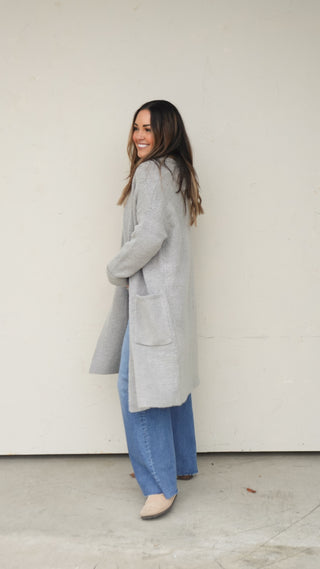 Gray Longline Duster Cardigan