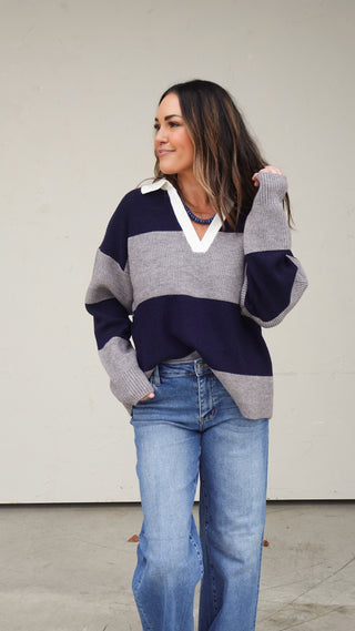 Navy/Gray Polo Sweater
