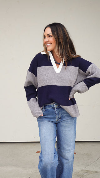 Navy/Gray Polo Sweater