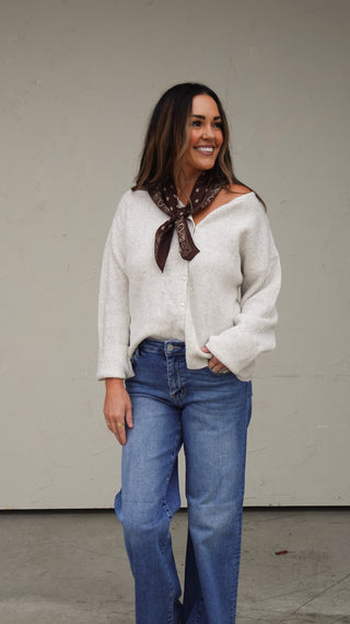 Oatmeal Ribbed Cardigan