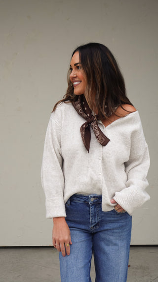 Oatmeal Ribbed Cardigan