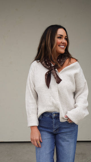 Oatmeal Ribbed Cardigan