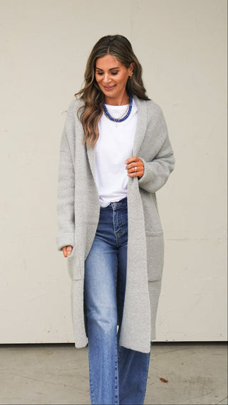 Gray Longline Duster Cardigan