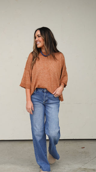 Rust Short-Sleeve Sweater
