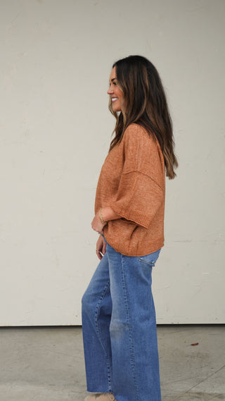 Rust Short-Sleeve Sweater