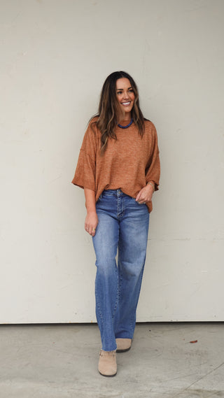 Rust Short-Sleeve Sweater