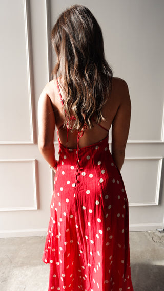 Red Polka Dot Linen Dress