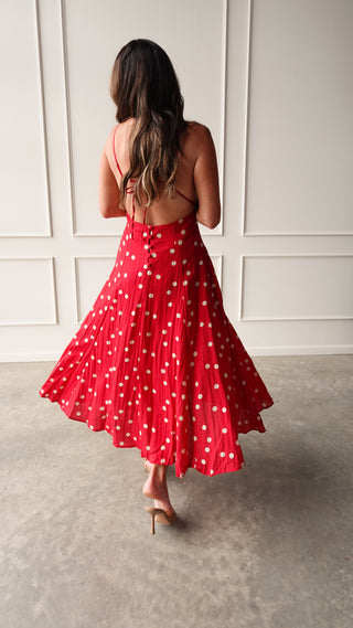 Red Polka Dot Linen Dress