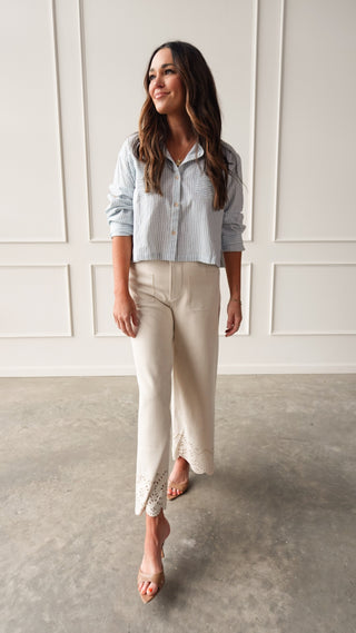 Blue Striped Linen Button-Down