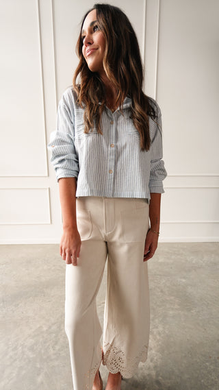 Blue Striped Linen Button-Down | COCO THE SHOP