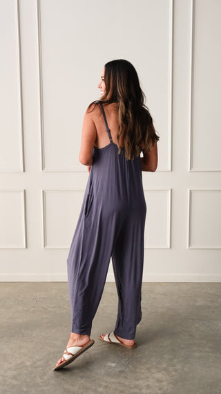 Navy Wide Leg Slouchy Jumpsuit