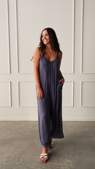 Navy Wide Leg Slouchy Jumpsuit