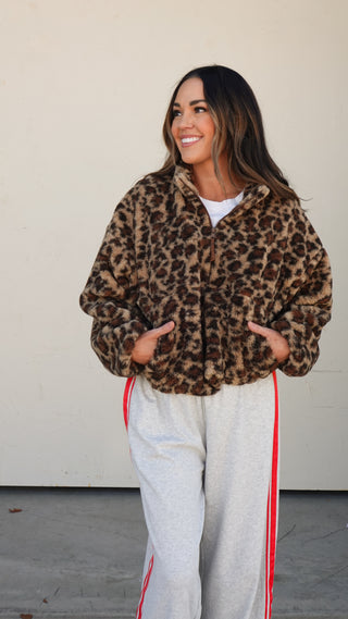 Leopard Fleece Half-Zip Pullover
