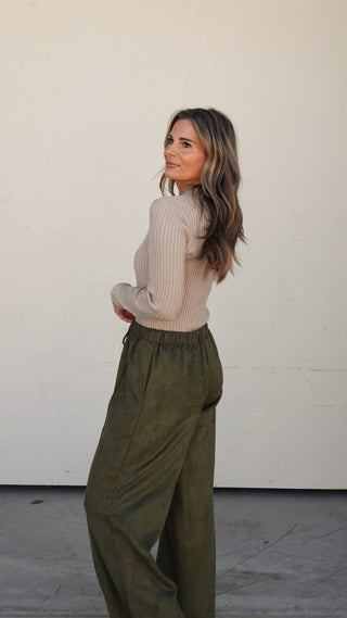 Taupe Button Down Knit Top