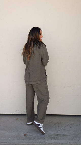 Washed Olive Waffle Pants