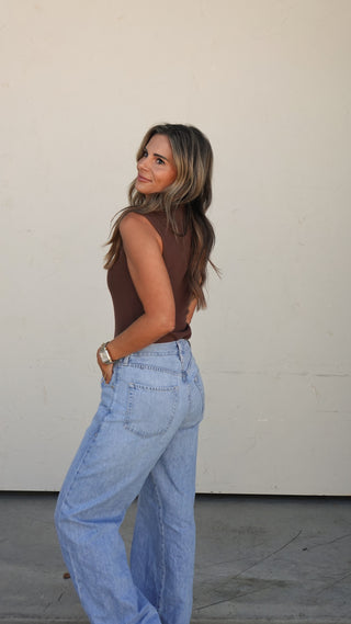 Brown Mock Neck Bra Tank