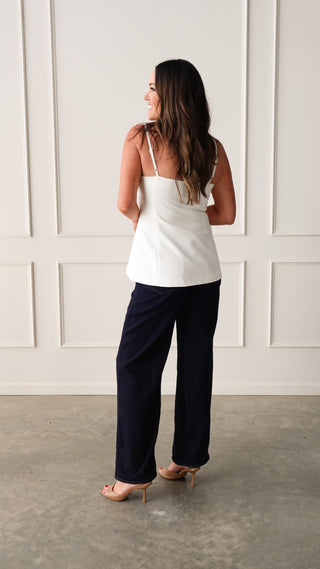 White Top with Gold Button Detail