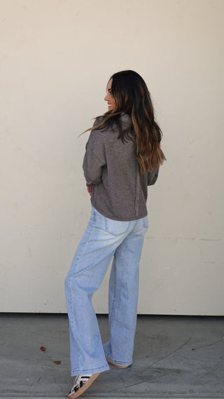 Gray Collared Knit Top