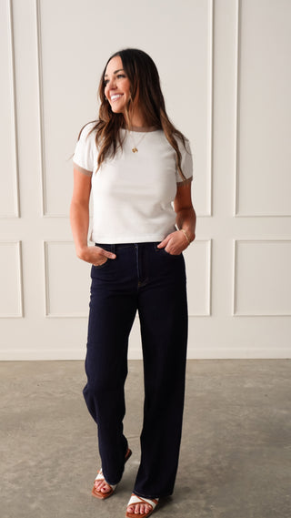 White/Mocha Waffle Tee