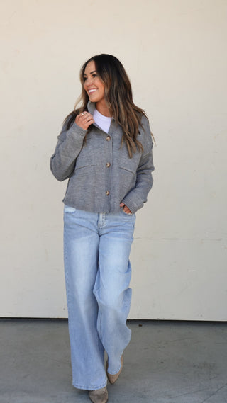 Gray Cardigan with Pockets