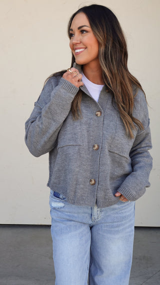 Gray Cardigan with Pockets