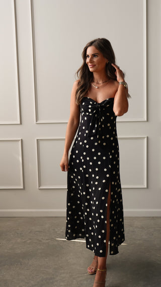 Black Polka Dot Strapless Dress