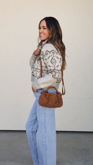 Taupe Nordic Toggle-Button Sweater