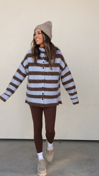 Blue/Brown Striped Cardigan