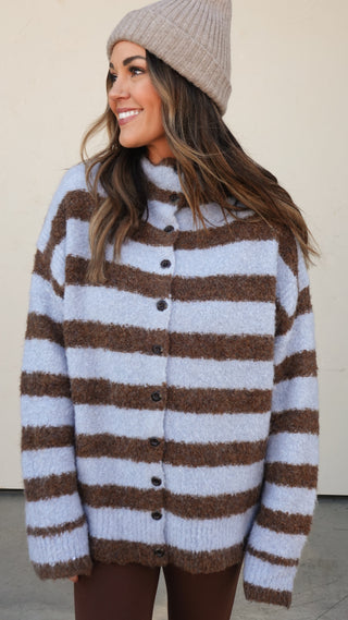 Blue/Brown Striped Cardigan
