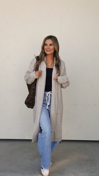 Oatmeal Longline Duster Cardigan