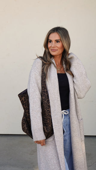 Oatmeal Longline Duster Cardigan