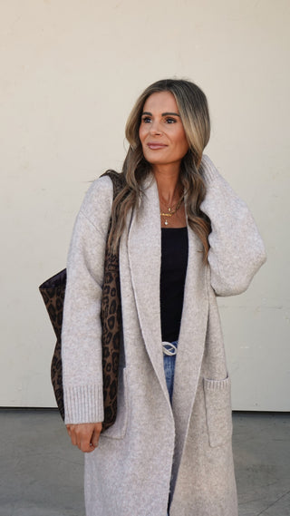 Oatmeal Longline Duster Cardigan